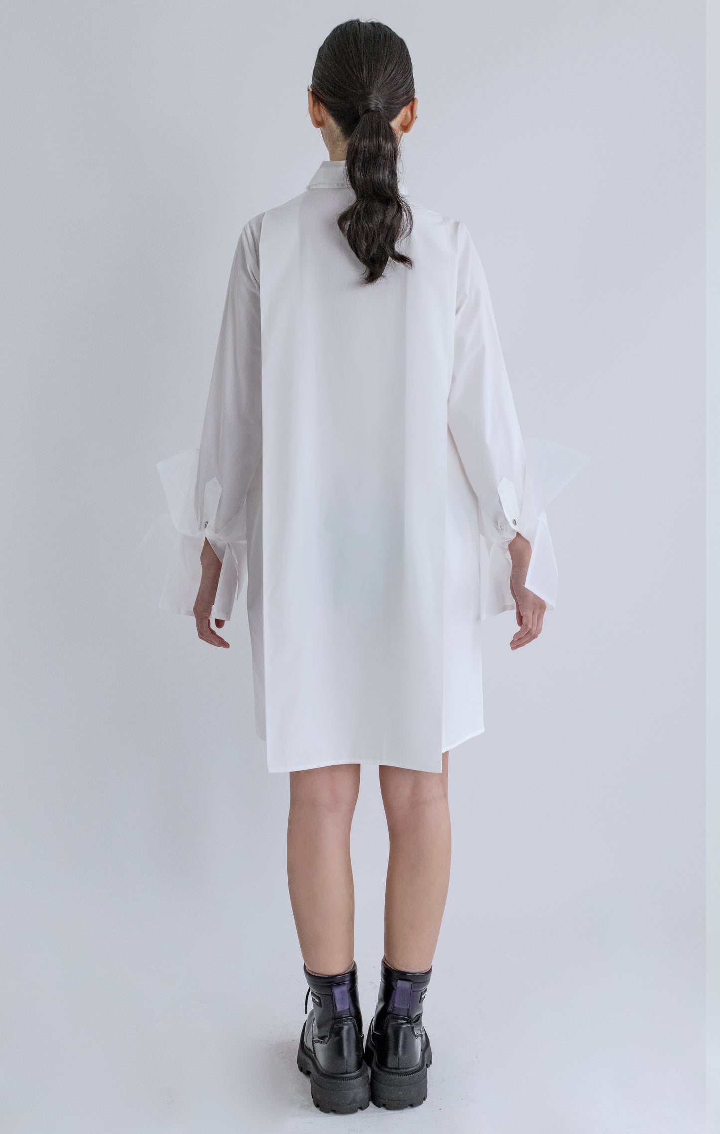 Organza Shirt Dress - White