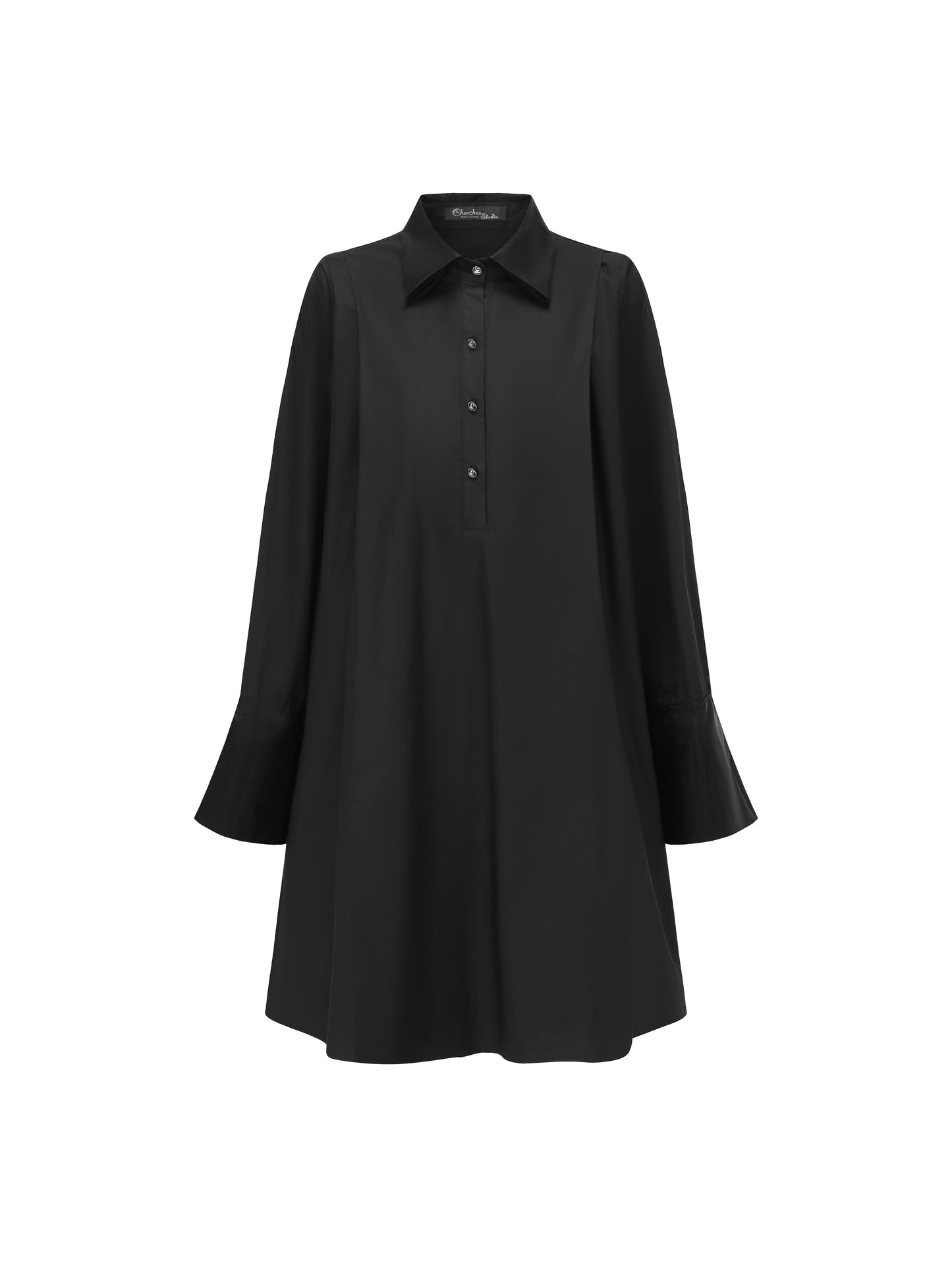 Organza Shirt Dress - Black
