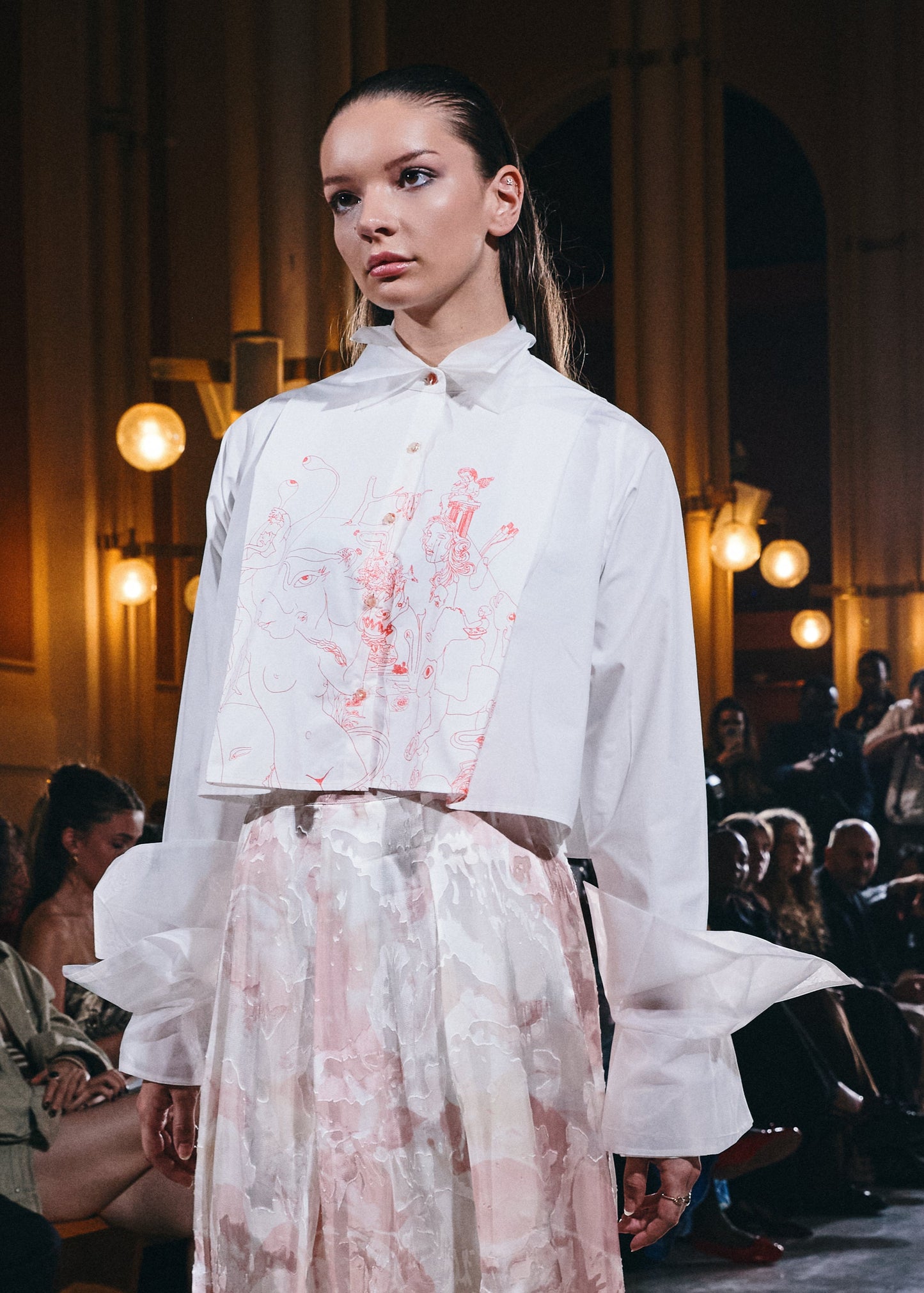 Organza Cropped Shirt - Illustré Edition (white)