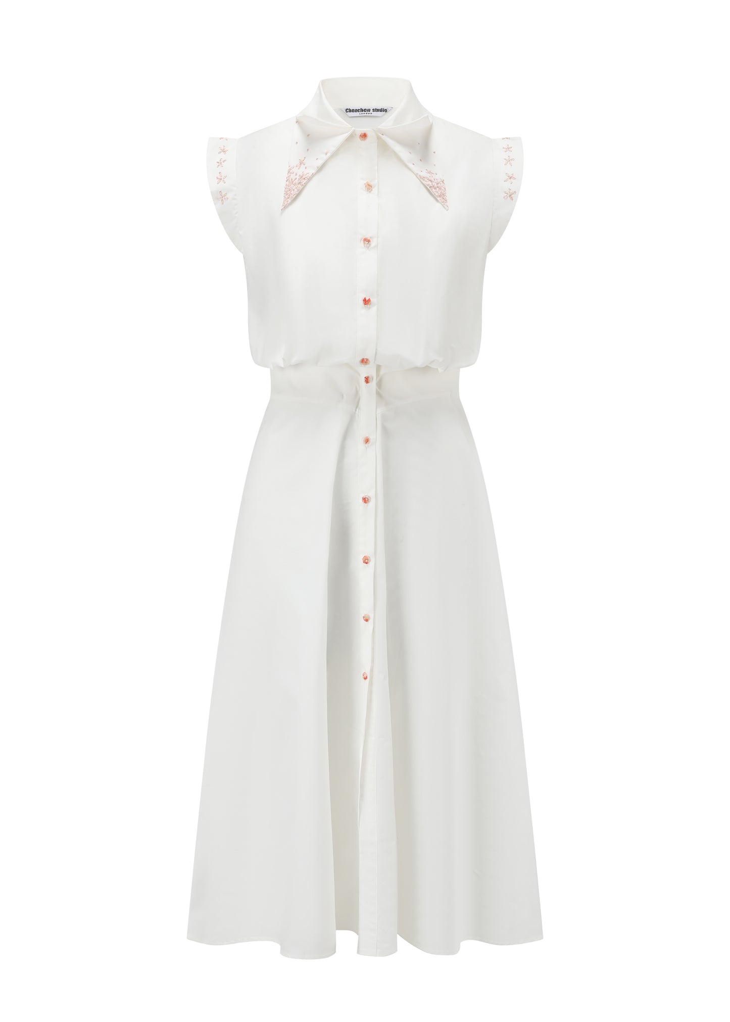 French Silk Ribbon Embroidery Shirt Dress