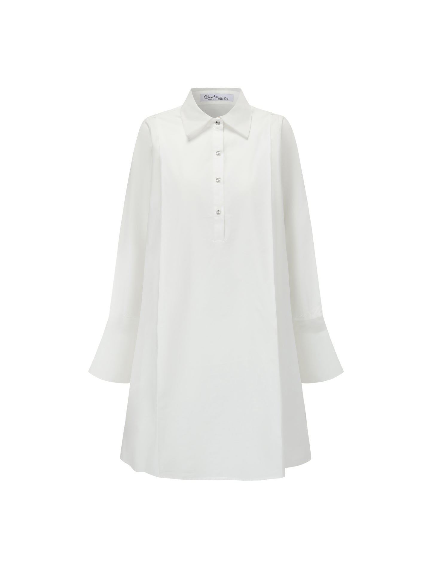 Organza Shirt Dress - White