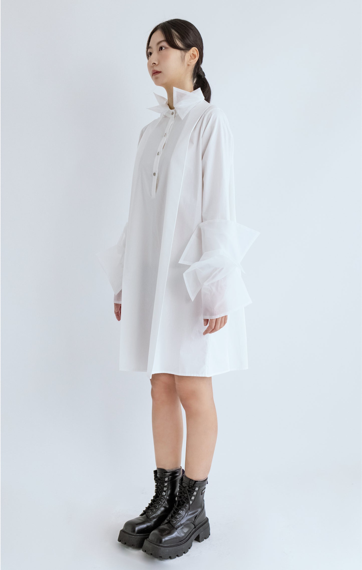 Organza Shirt Dress - White