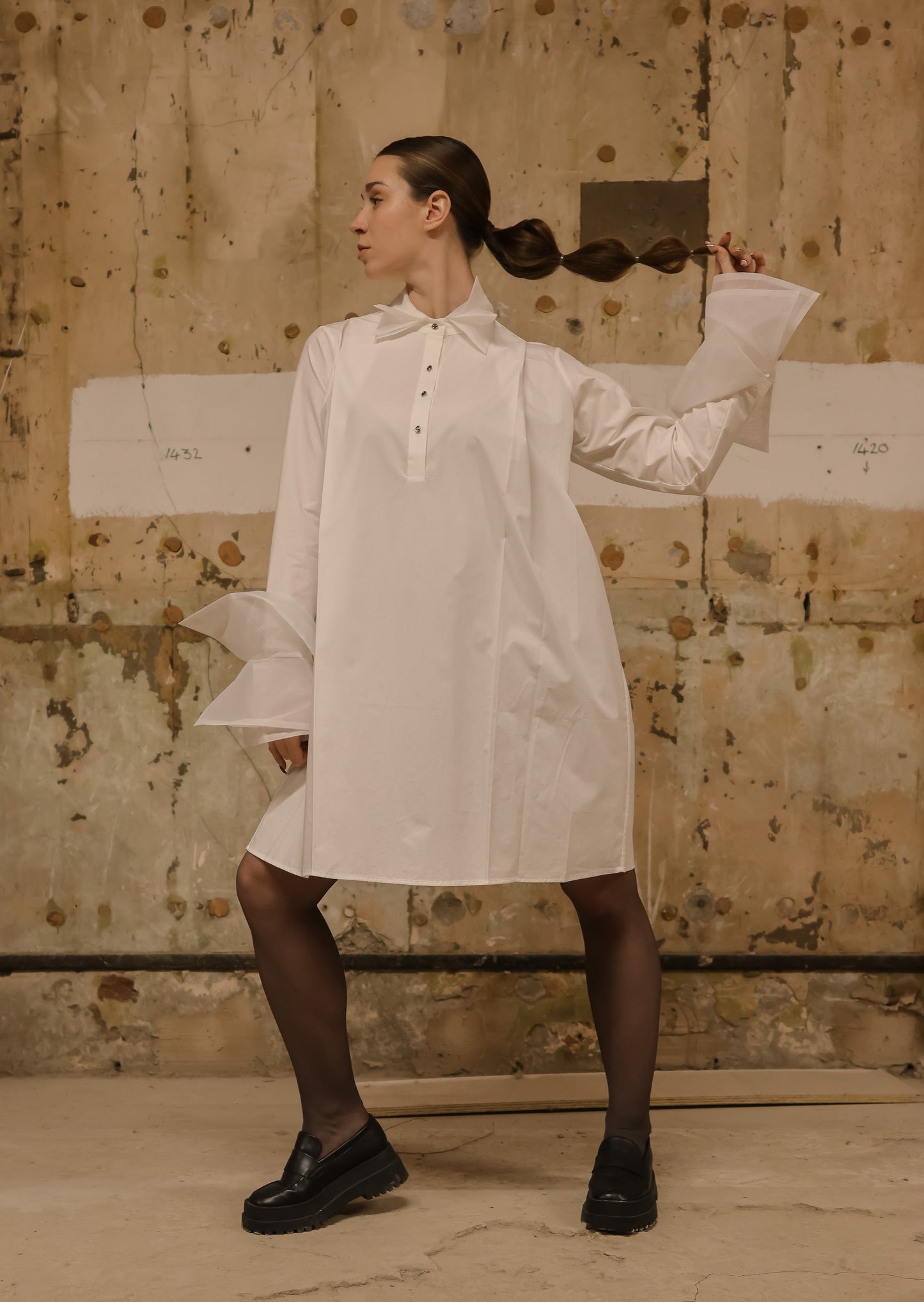 Organza Shirt Dress - White