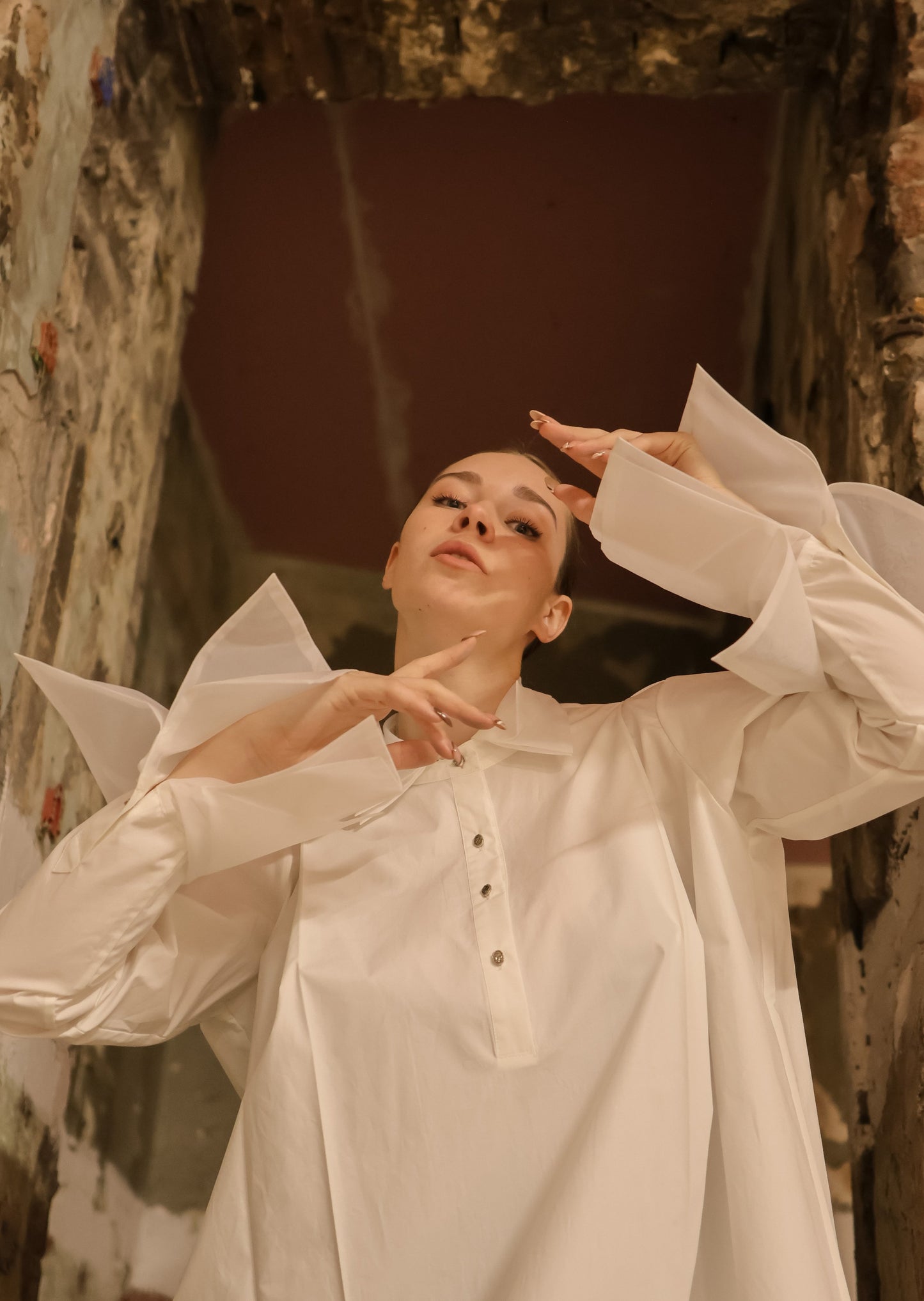 Organza Shirt Dress - White