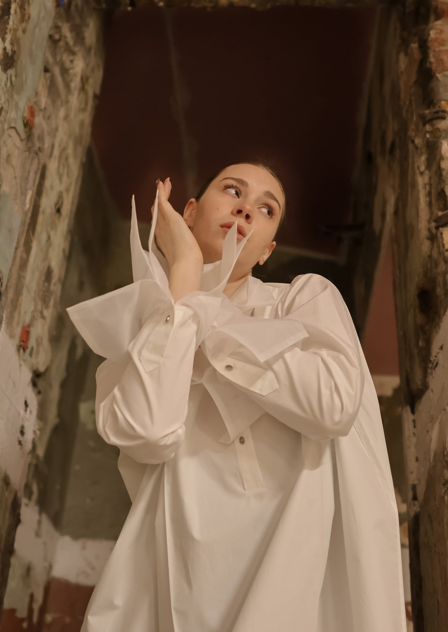 Organza Shirt Dress - White