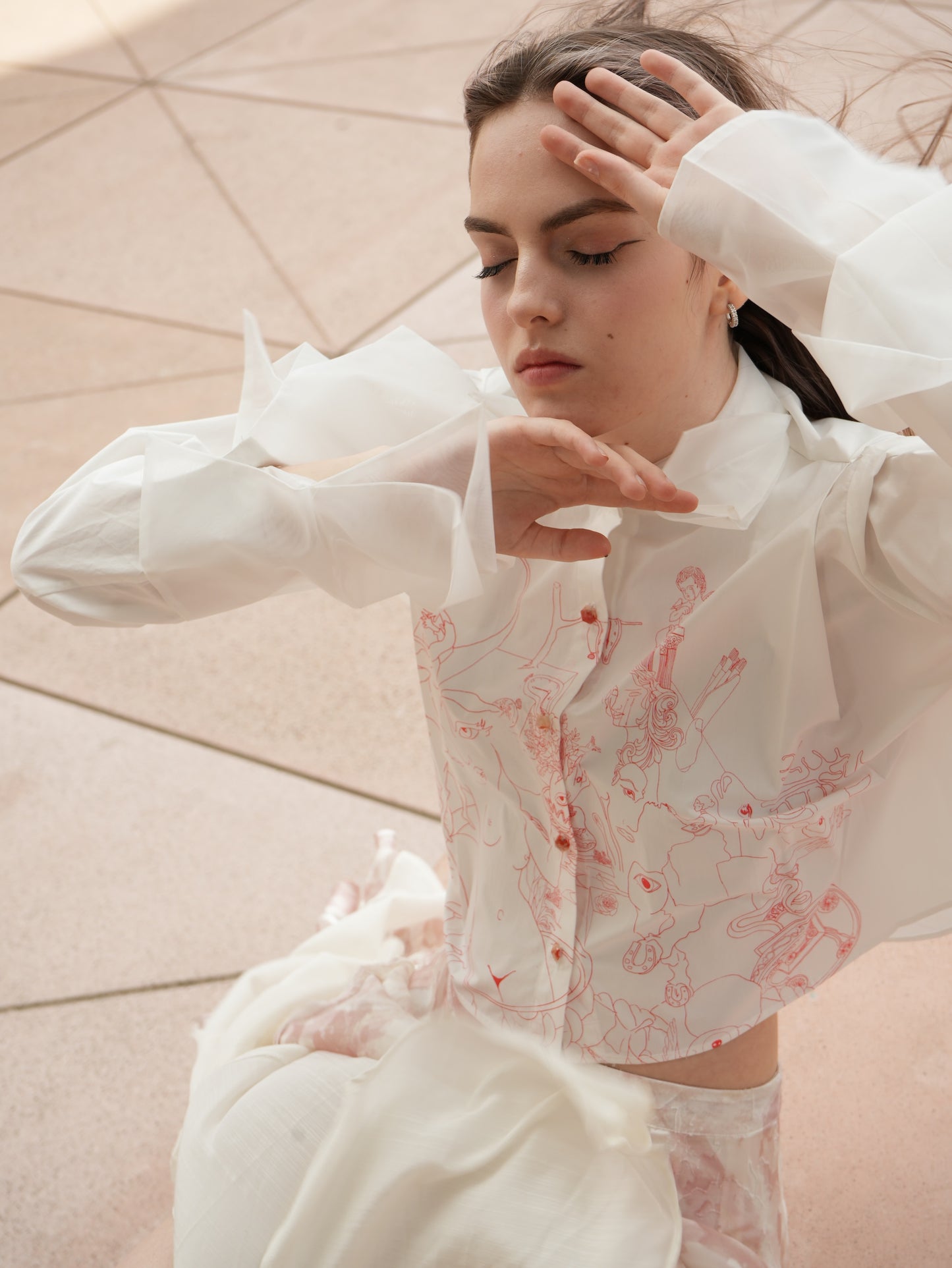 Organza Cropped Shirt - Illustré Edition (white)