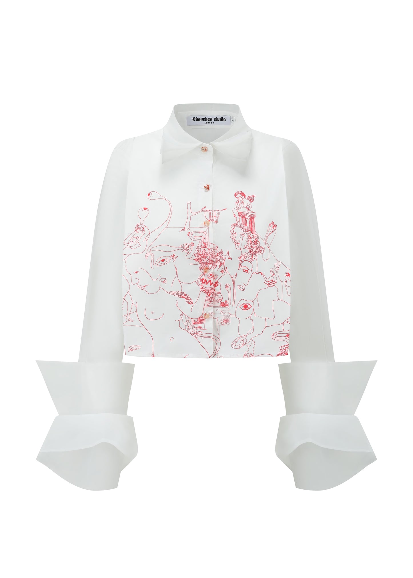 Organza Cropped Shirt - Illustré Edition (white)