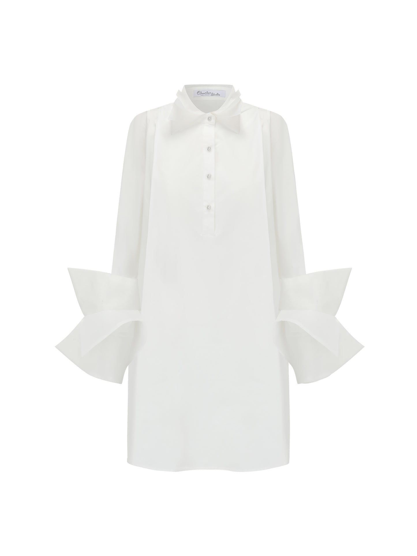 Organza Shirt Dress - White