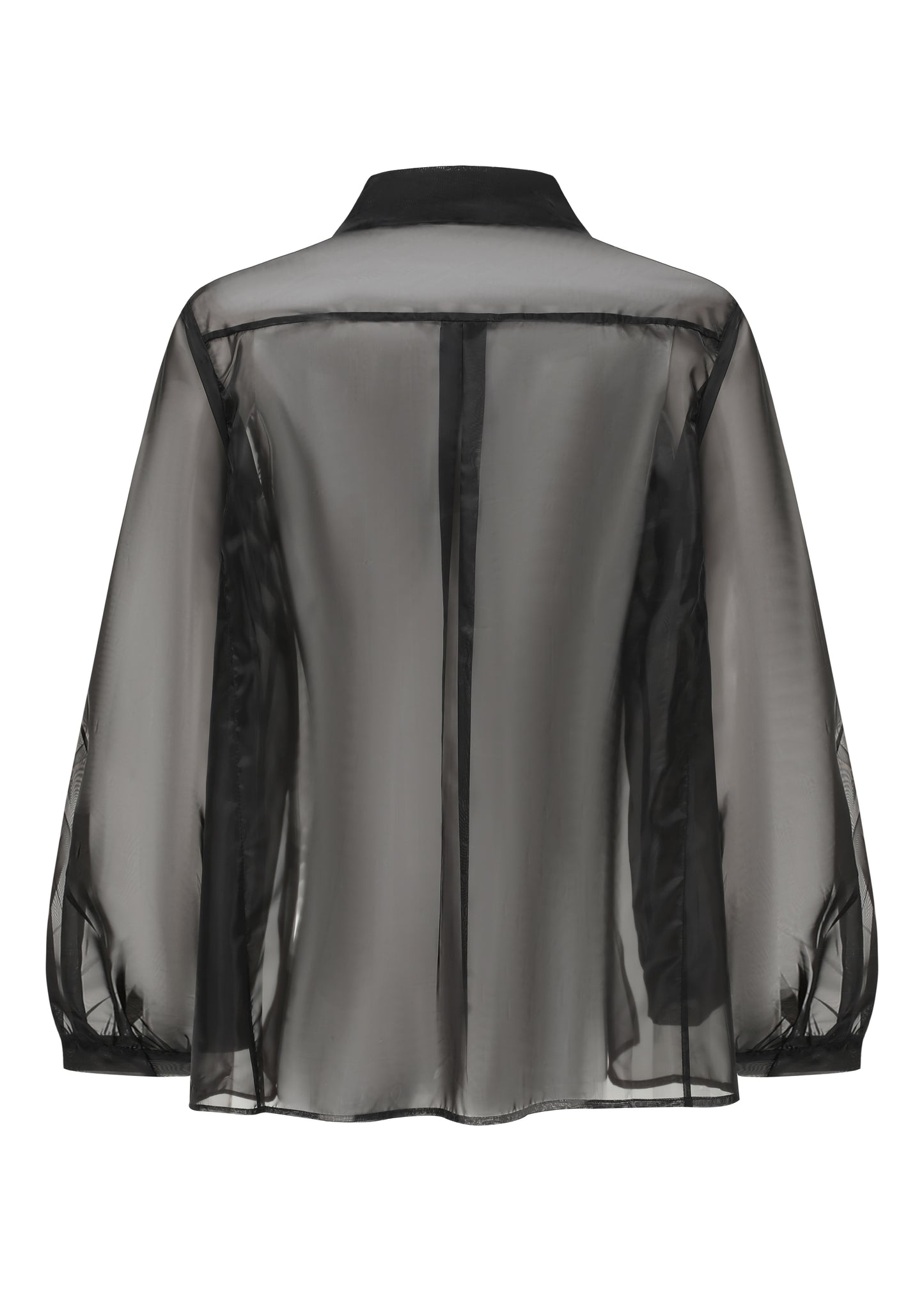 French Silk Ribbon Embroidery Organza Blouse - black