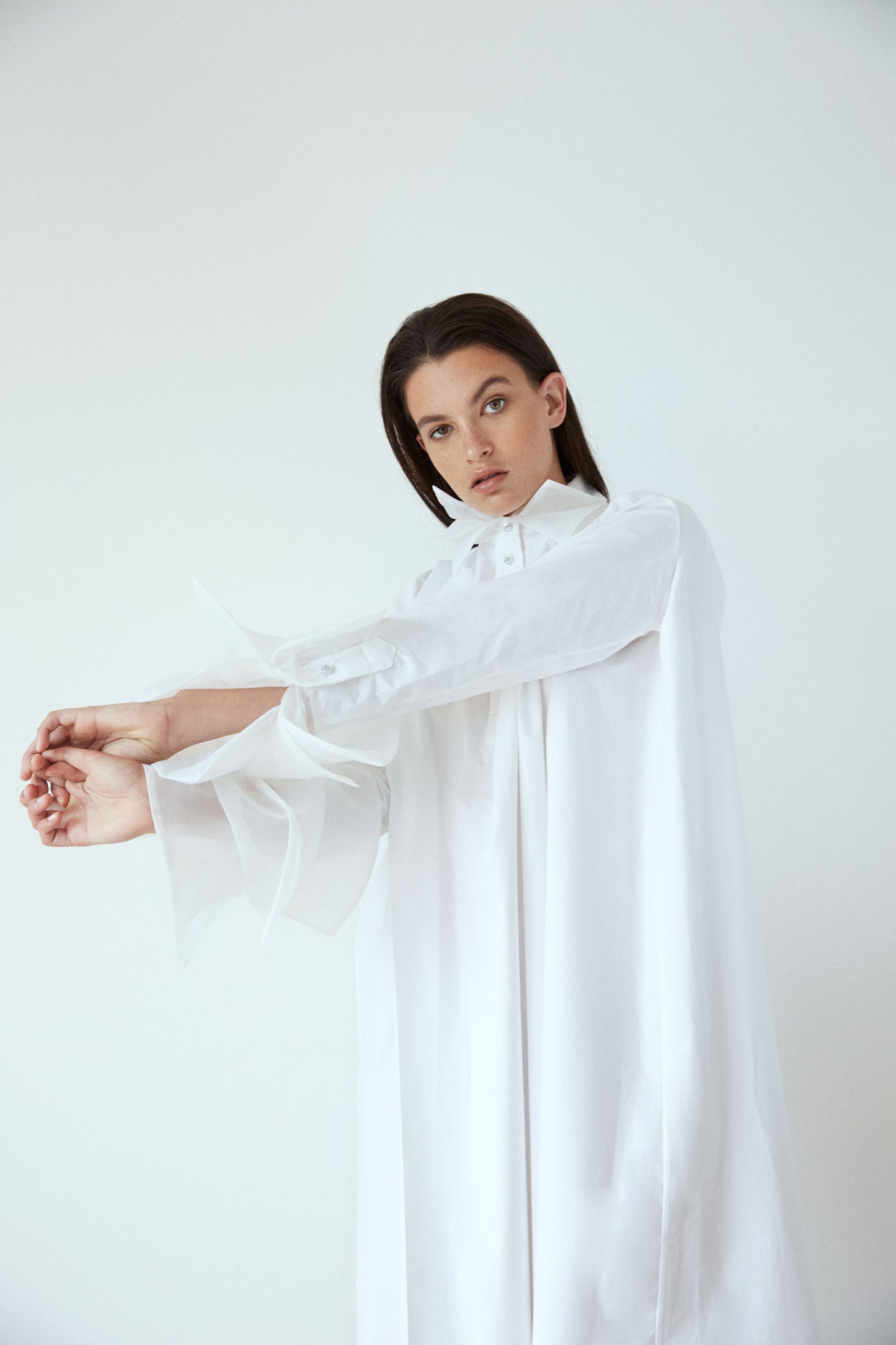 Organza Shirt Dress - White