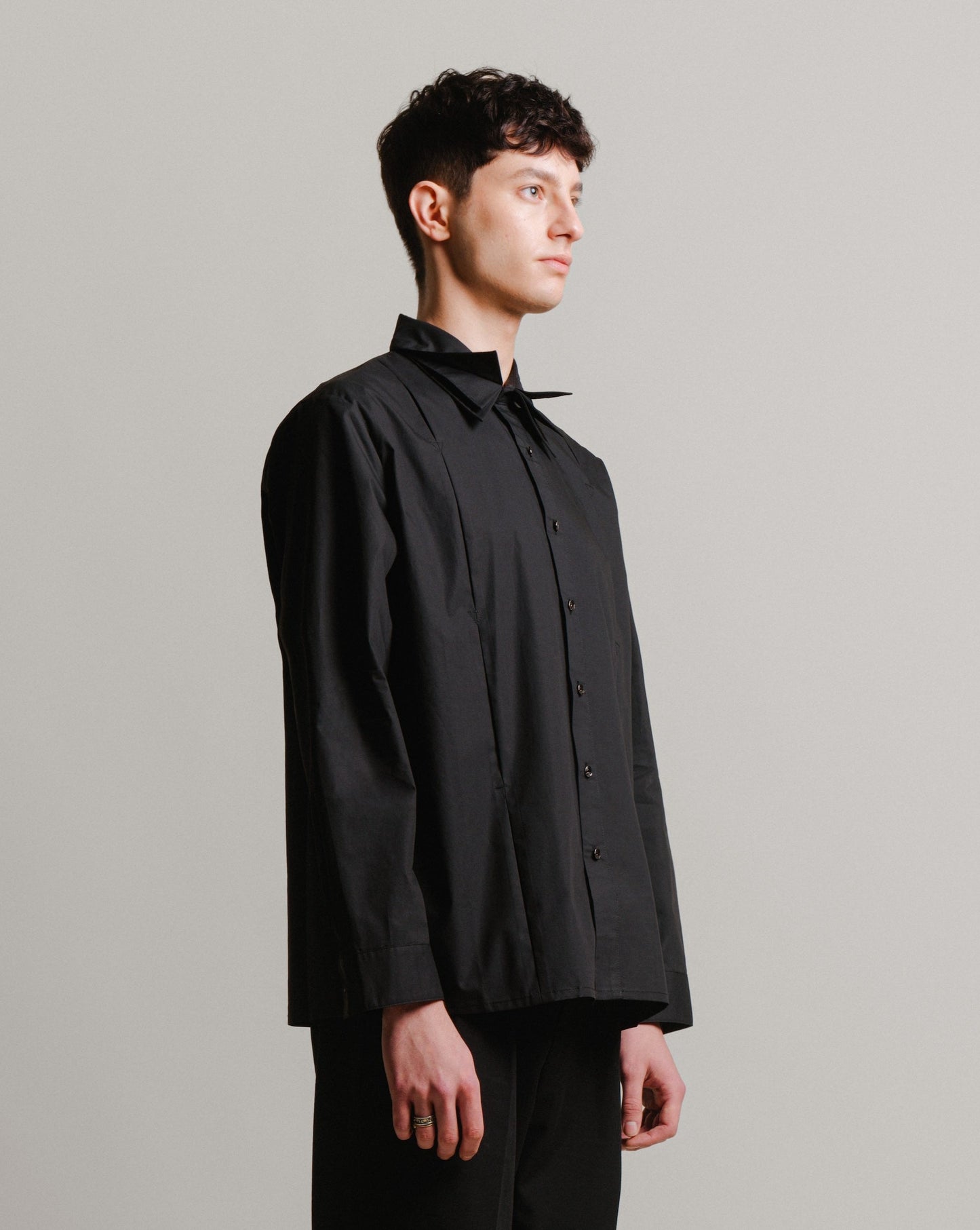 3-layer Oversize Shirt - Unisex Black