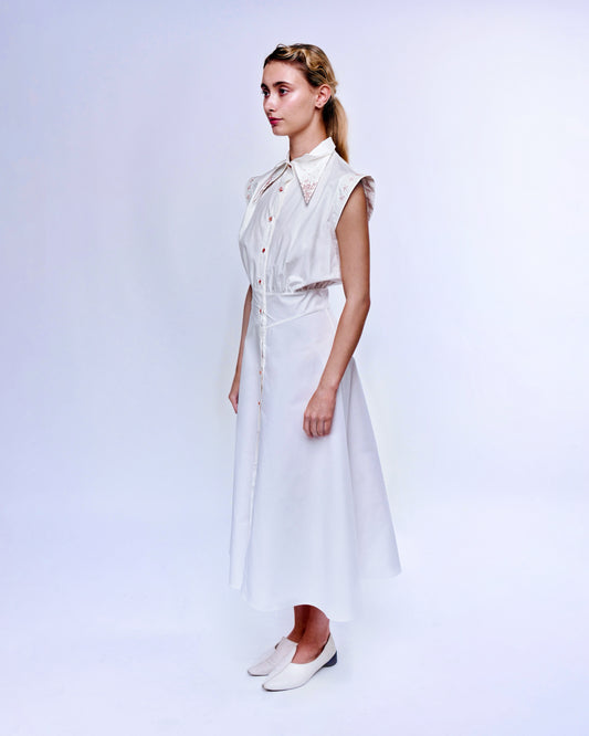 French Silk Ribbon Embroidery Shirt Dress