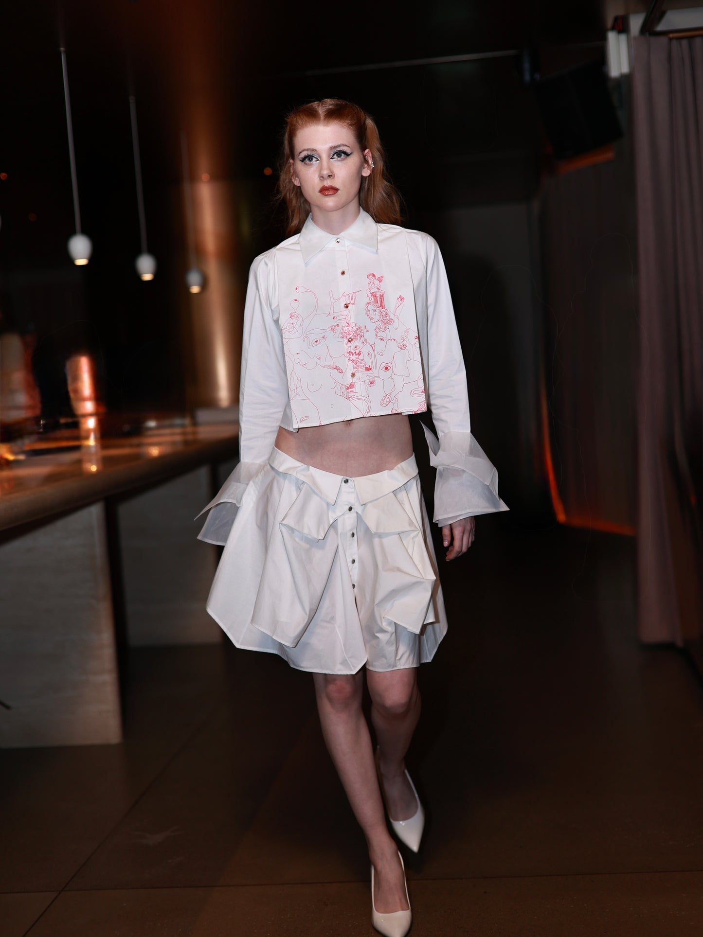 Organza Cropped Shirt - Illustré Edition (white)