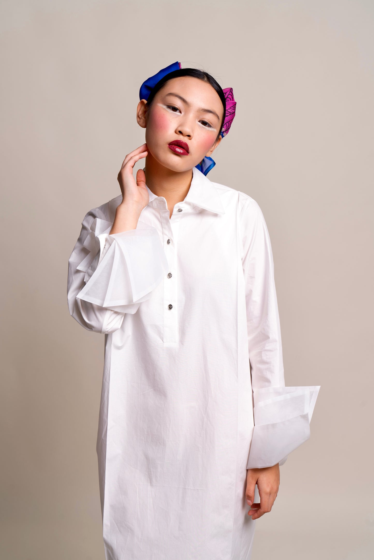 Organza Shirt Dress - White