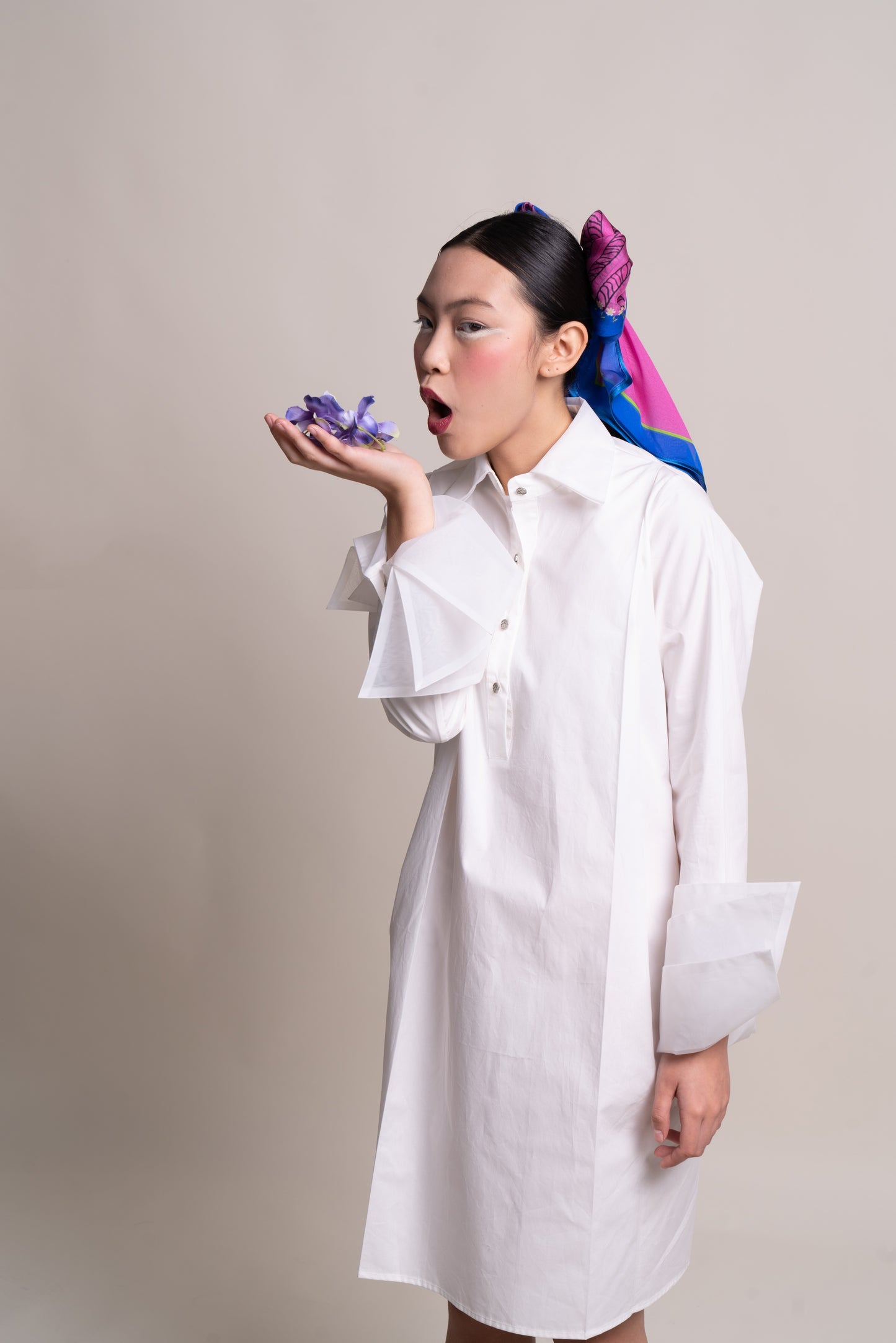 Organza Shirt Dress - White